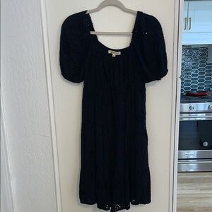 Rewind Eyelet Mini Babydoll Dress in Black | M